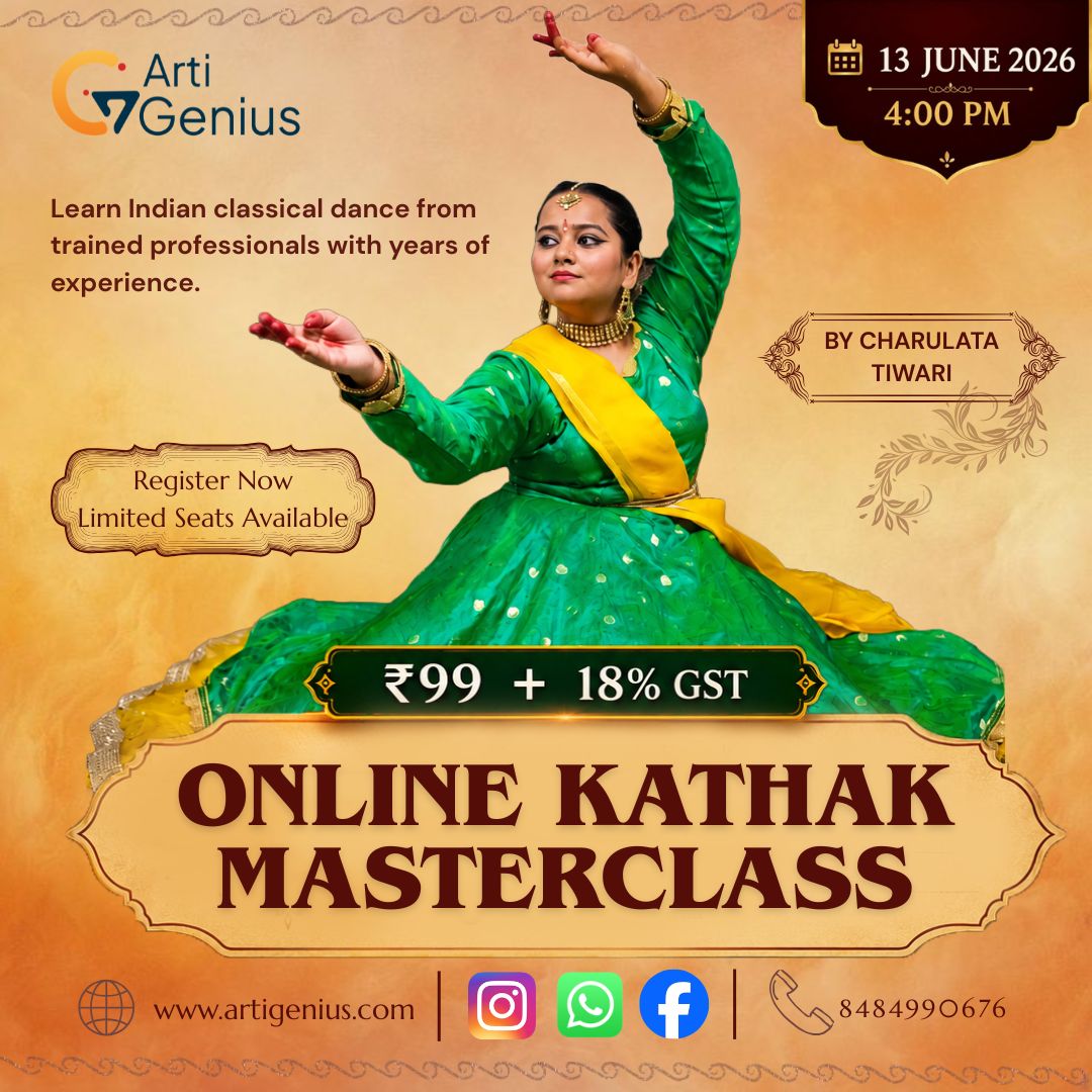 Online Kathak Masterclass by Charulata Tiwari — ArtiGenius Indian classical dance masterclass poster