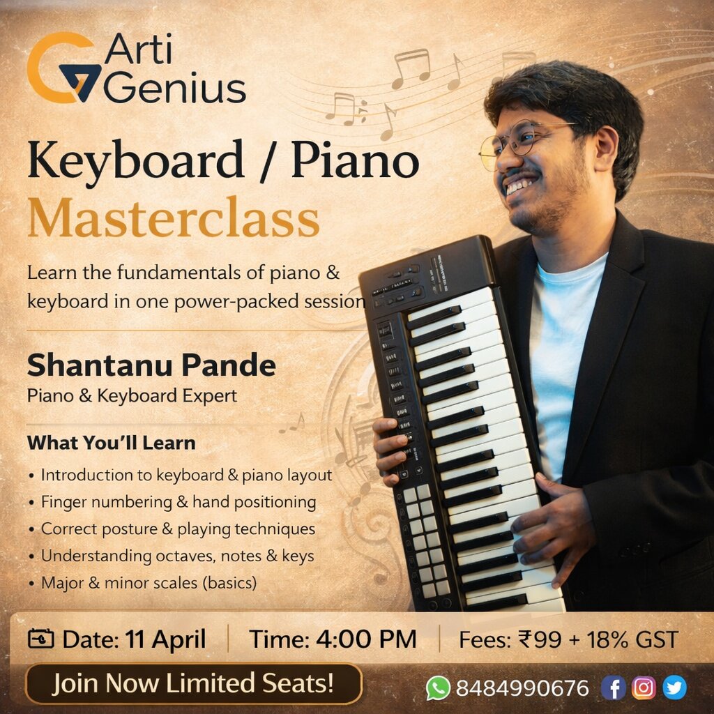 Keyboard and Piano Masterclass with Shantanu Pande — ArtiGenius online music masterclass poster
