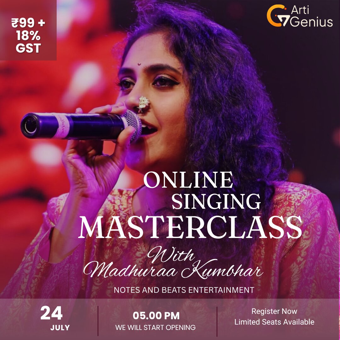 ArtiGenius Online Singing Masterclass featuring Madhuraa Kumbhar. Live vocal training for beginners and music enthusiasts.